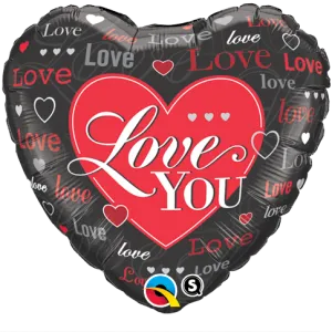 18" Corazon, Corazones Rojos y Negros, Love