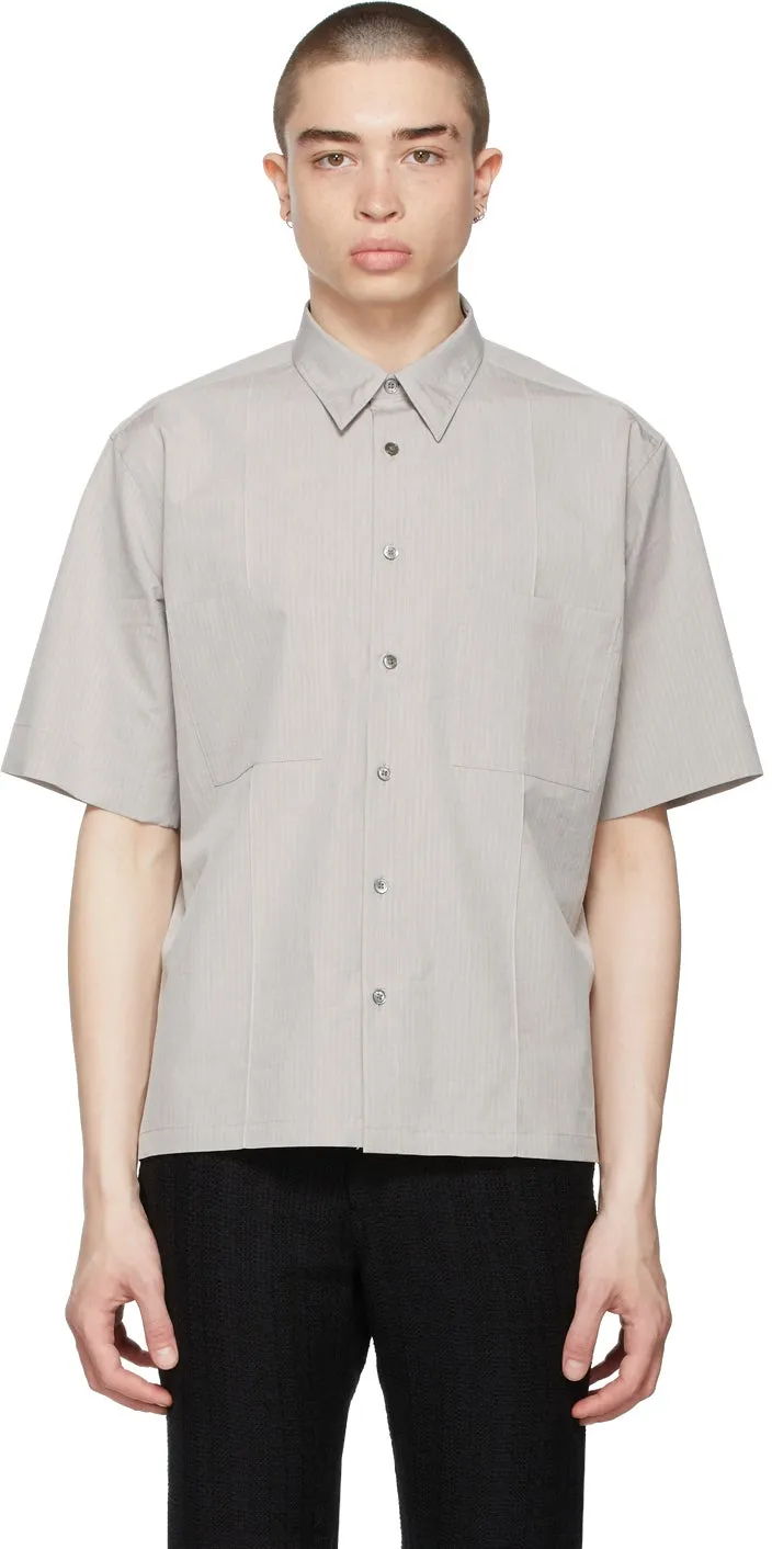 AURALEE Grey Ripstop Half Sleeve Shirt