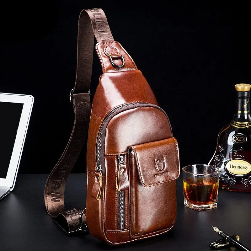 Bolsa Transversal Multifuncional em Couro Genuíno - Masculina