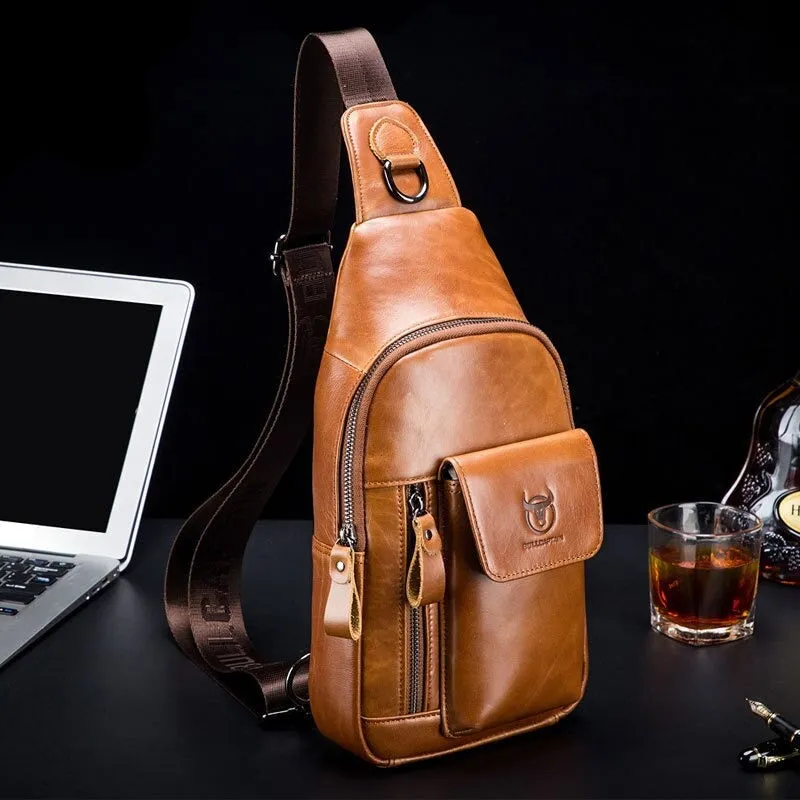 Bolsa Transversal Multifuncional em Couro Genuíno - Masculina