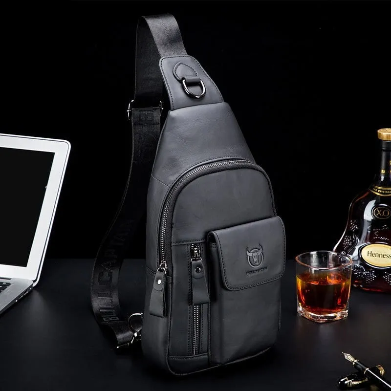 Bolsa Transversal Multifuncional em Couro Genuíno - Masculina