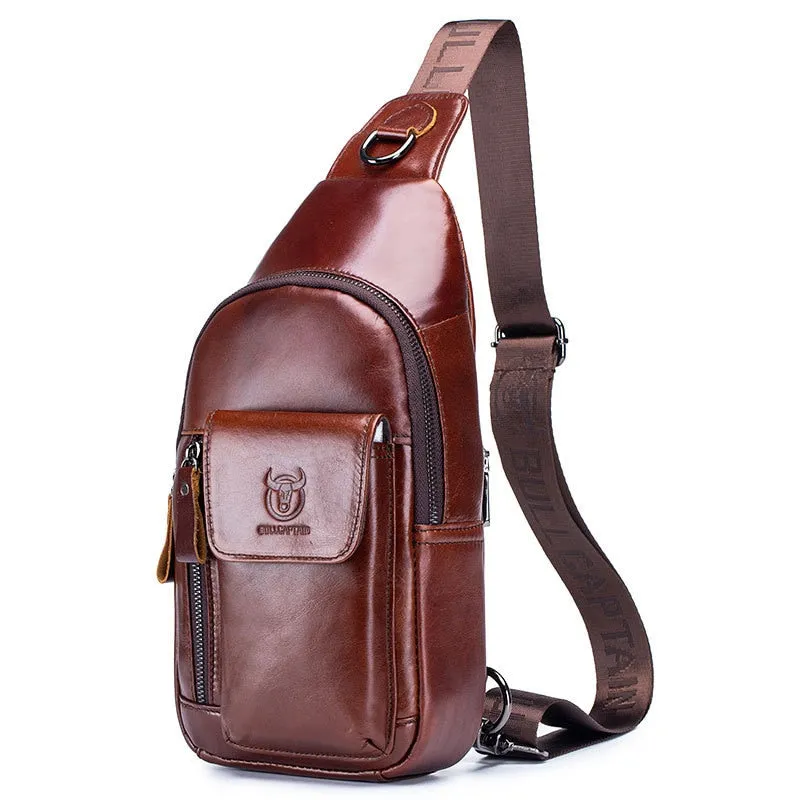 Bolsa Transversal Multifuncional em Couro Genuíno - Masculina