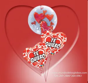 Bouquet Te Quiero con Corazones Rojos, Burbujas
