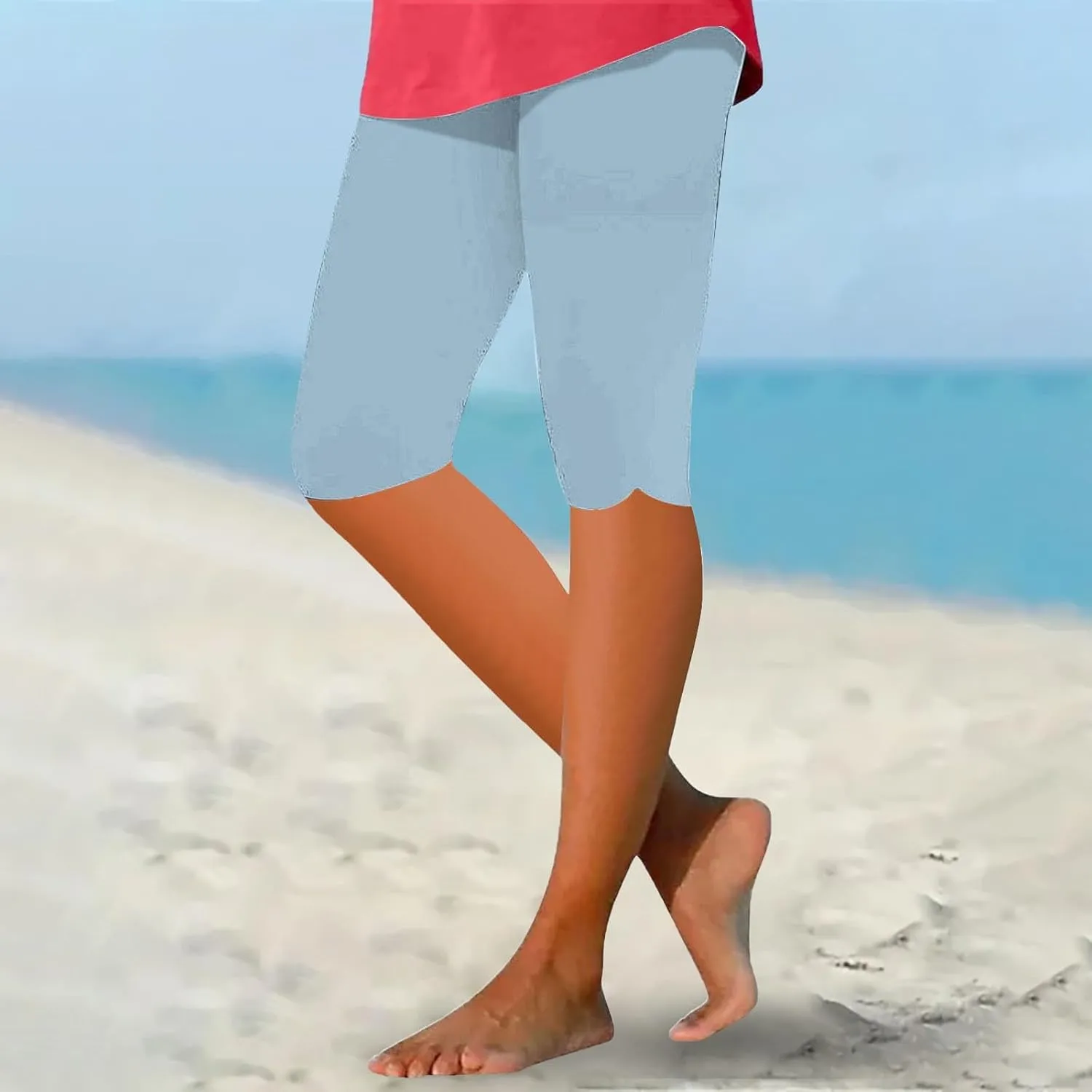 Capri Leggings for Women Trendy Waisted Hollow Yoga Quarter Pants Lightweight and Comfortable Quarter Pants Solid Color