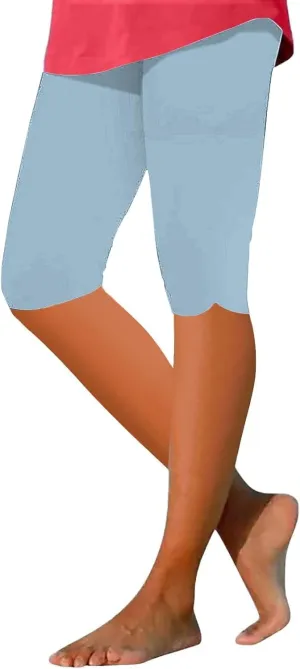 Capri Leggings for Women Trendy Waisted Hollow Yoga Quarter Pants Lightweight and Comfortable Quarter Pants Solid Color