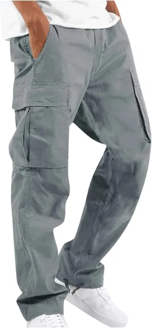 Cargo Pants for Men Lightweight Comfy Outdoor Hiking Tactical Pants Baggy Elastic Waist Wide Leg Joggers with Pockets