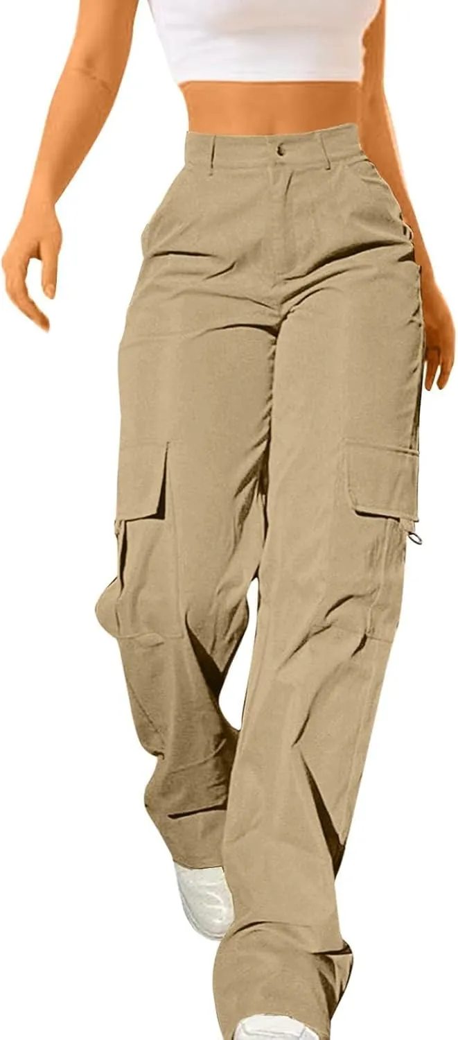 Cargo Pants for Women Wide Leg Hiking Pants Lightweight Casual Baggy Joggers High Waist Trousers with 6 Pockets
