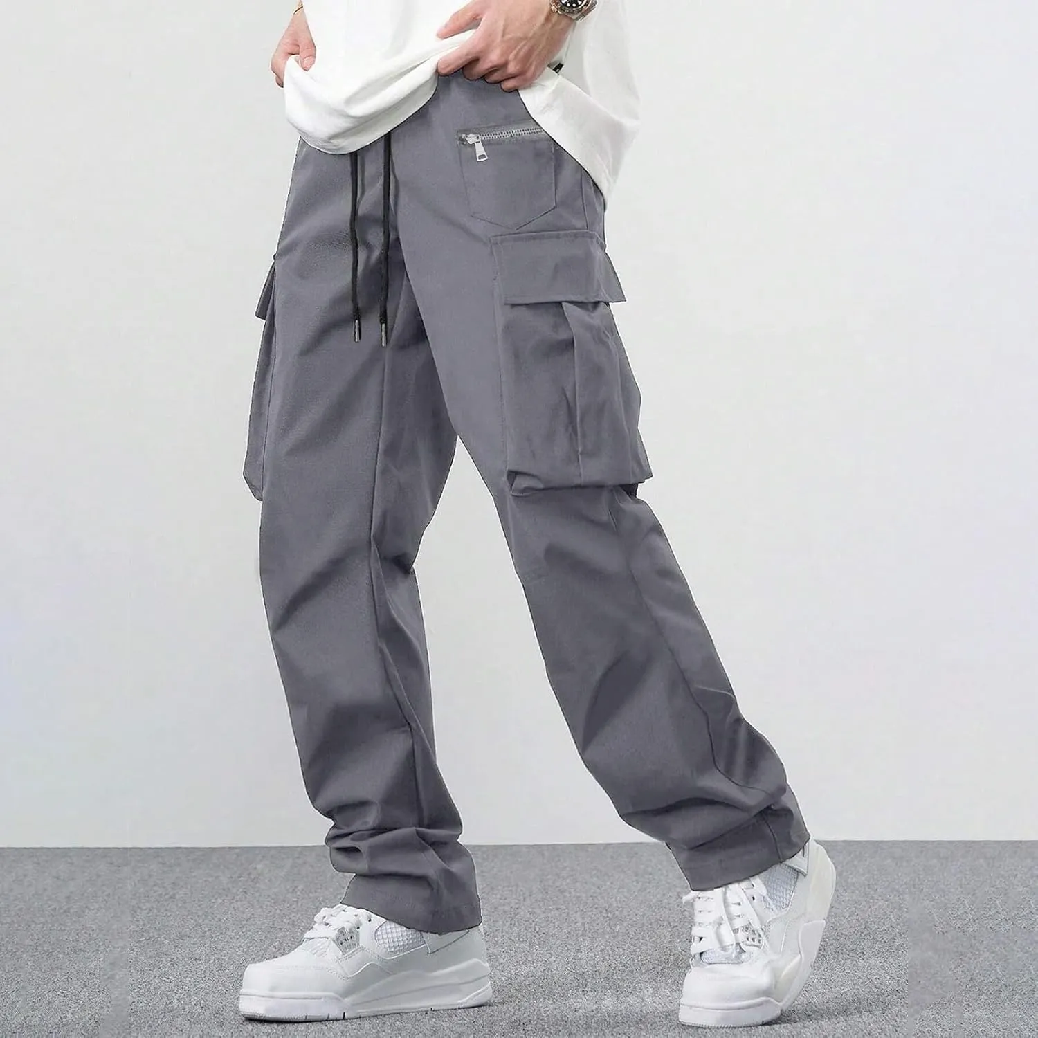 Casual Jogger Pants for Men Breathable Relaxed Fit Chino Outdoor Cargo Pants Sport Comfortable Twill Jogging Sweatpants