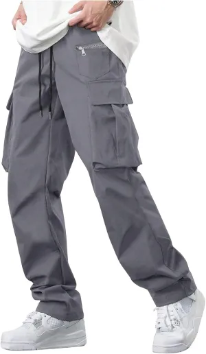 Casual Jogger Pants for Men Breathable Relaxed Fit Chino Outdoor Cargo Pants Sport Comfortable Twill Jogging Sweatpants