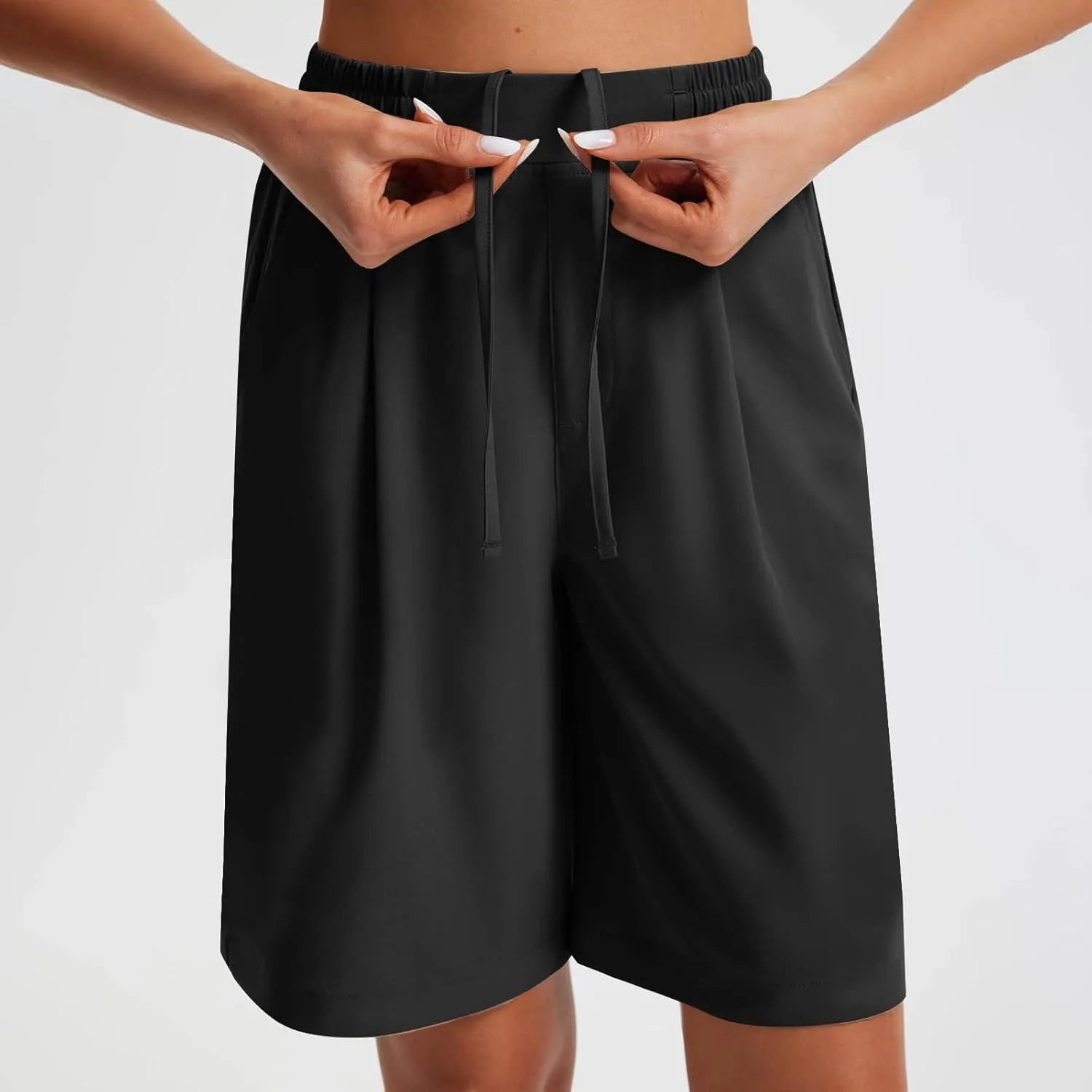 Casual Shorts for Women Elastic Waist Wide Leg Shorts Summer Tailored Pants Dressy Outfits with Pockets