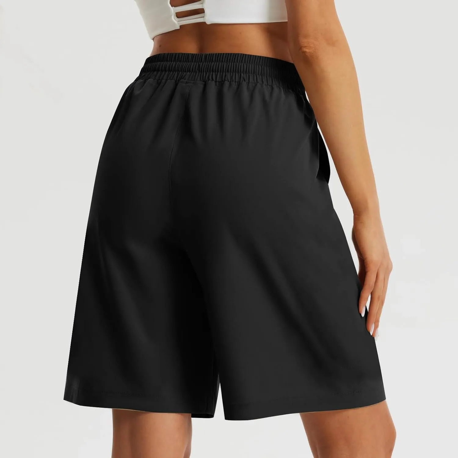 Casual Shorts for Women Elastic Waist Wide Leg Shorts Summer Tailored Pants Dressy Outfits with Pockets