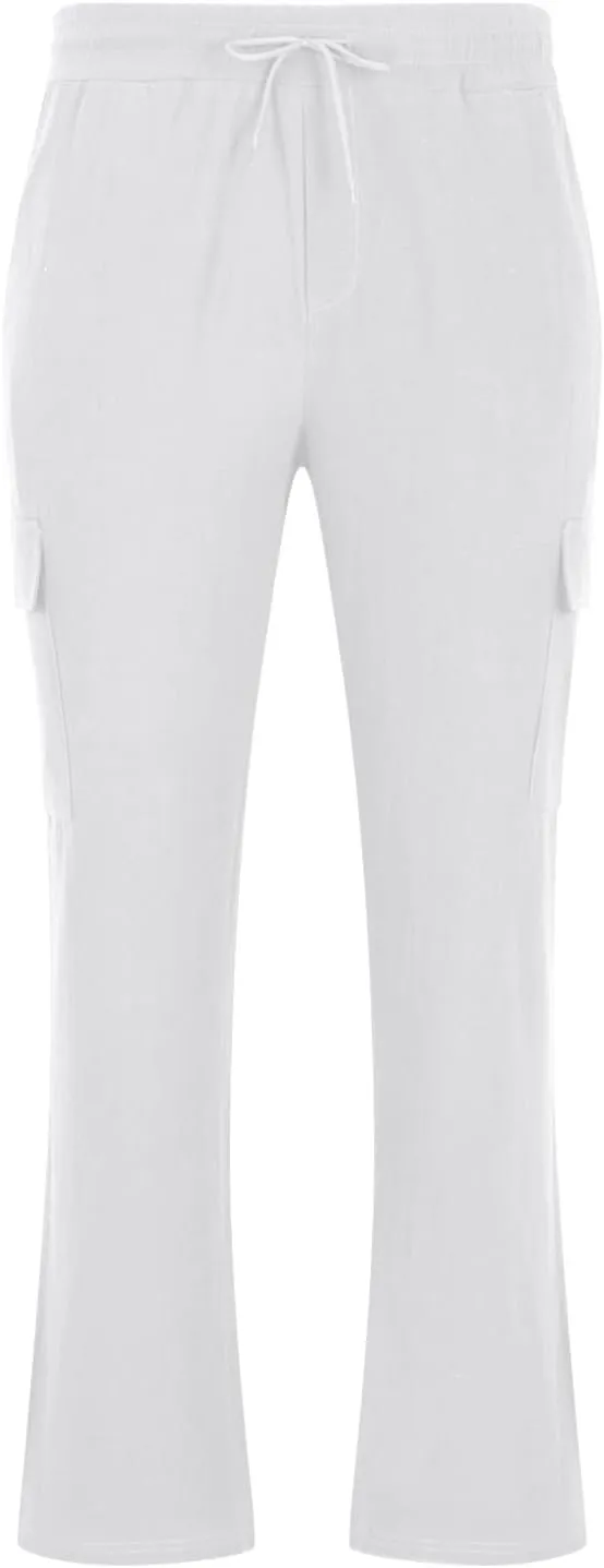 Ctreela Retro Bootcut Sweatpant Mens Casual Sweatpants with Drawstring Open Bottom Stacked Loose Track Pants Solid Color