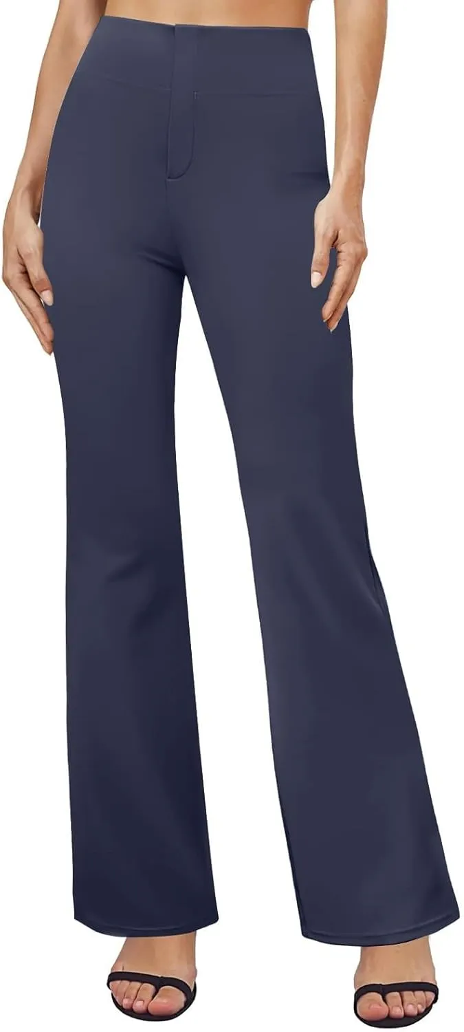 Flare Leggings for Women Casual Elastic High Waisted Wide Leg Pants Athletic Slim Fit Solid Color Bootcut Yoga Pants