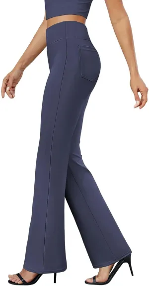 Flare Leggings for Women Casual Elastic High Waisted Wide Leg Pants Athletic Slim Fit Solid Color Bootcut Yoga Pants