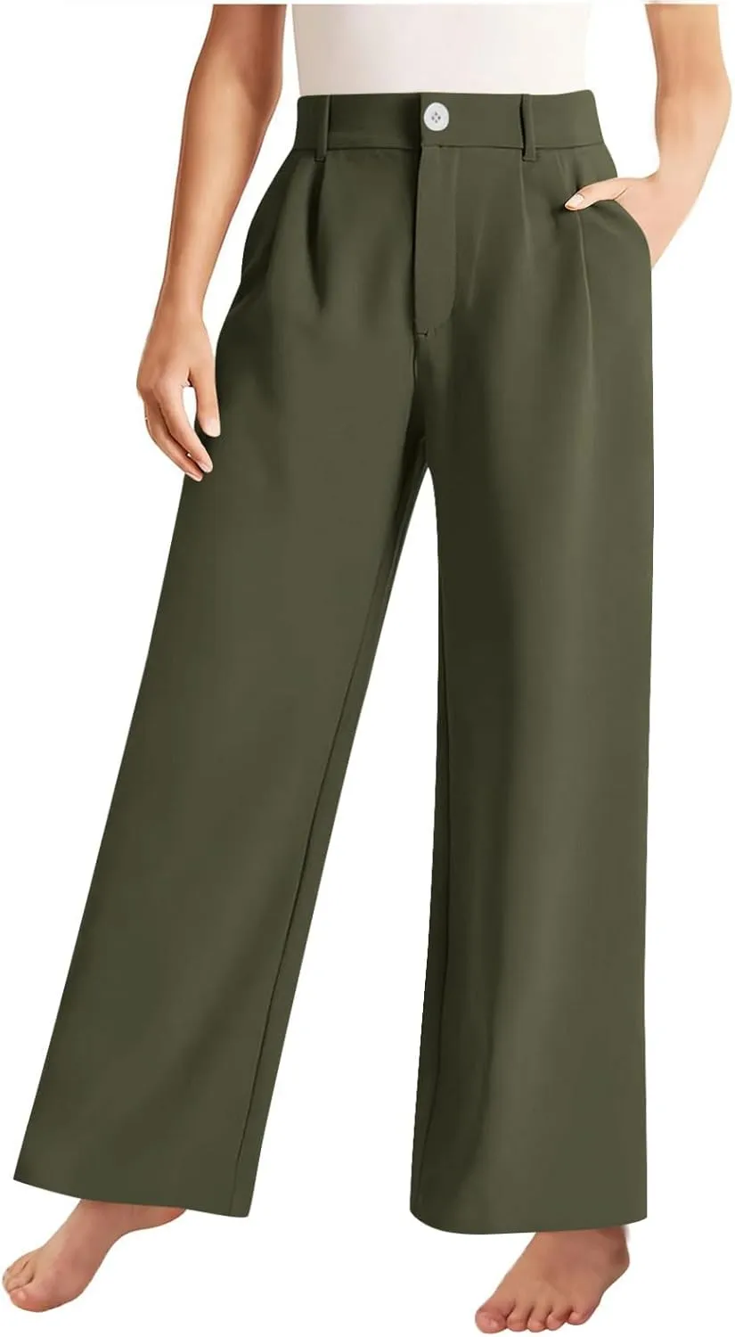 Girls' Dress Pants High Waisted Wide Leg Pants Kids Formal Uniform Pants Long Trousers Cute Preppy Clothes for Teens