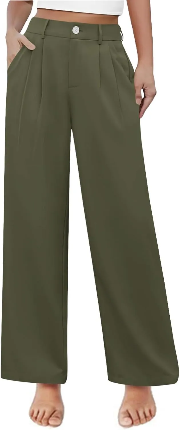 Girls' Dress Pants High Waisted Wide Leg Pants Kids Formal Uniform Pants Long Trousers Cute Preppy Clothes for Teens