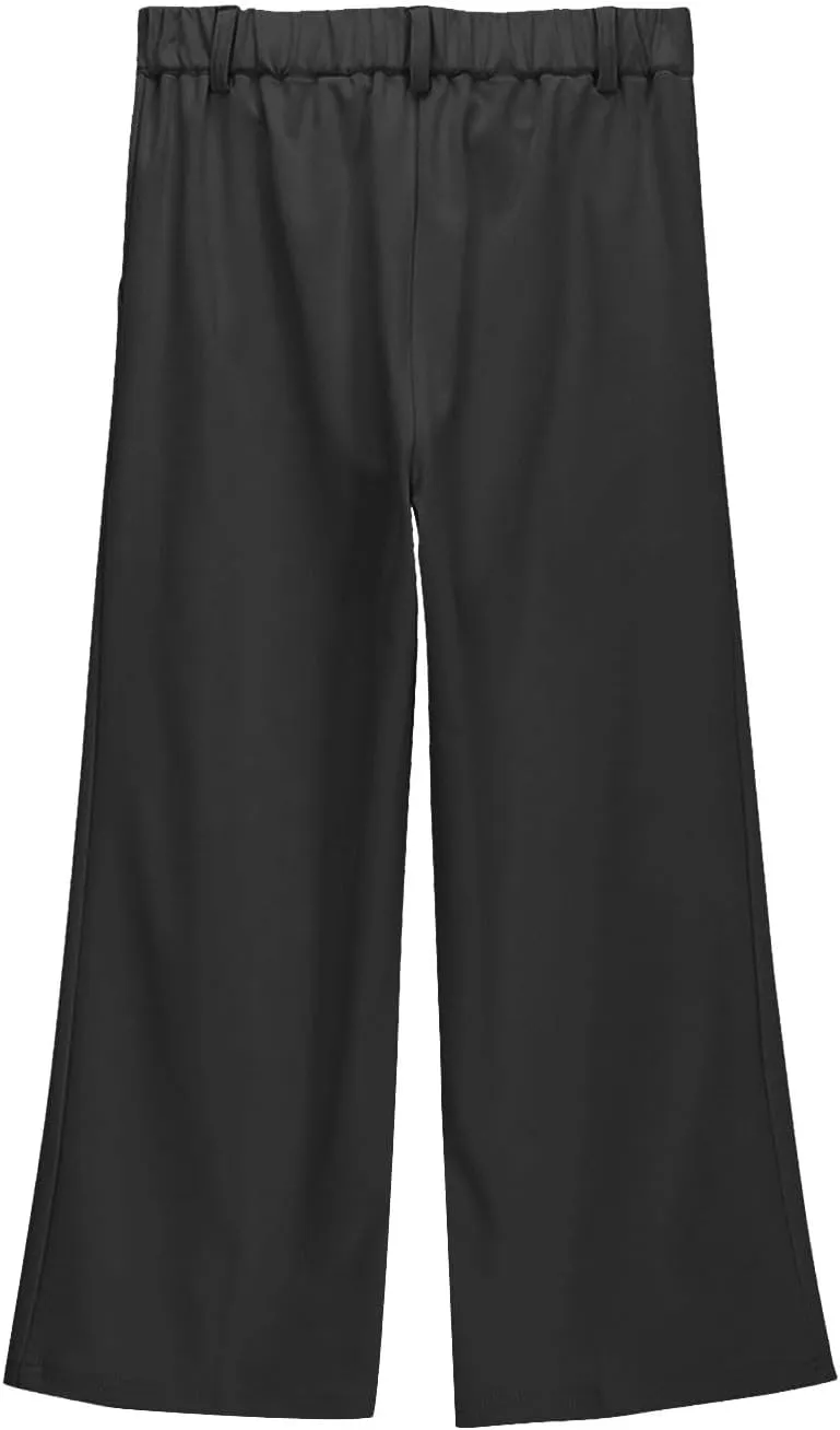 Girls Linen Palazzo High Elastic Waist Casual Trousers Straight Wide Leg Pants Business Lounge Y2k
