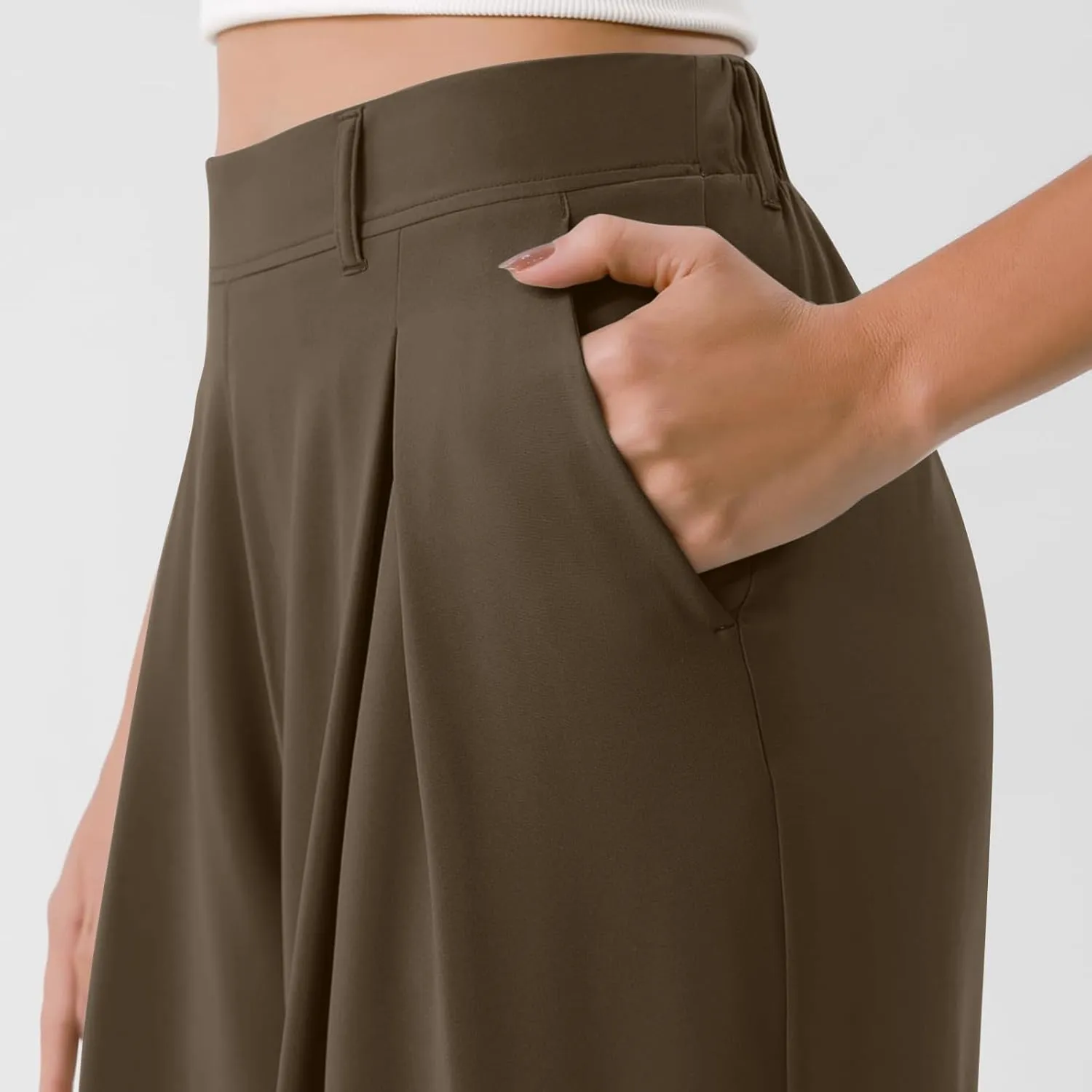 High Waisted Work Dress Pants Business Casual Outfits for Women Tees 2025 Office Flowy Trousers with Pockets