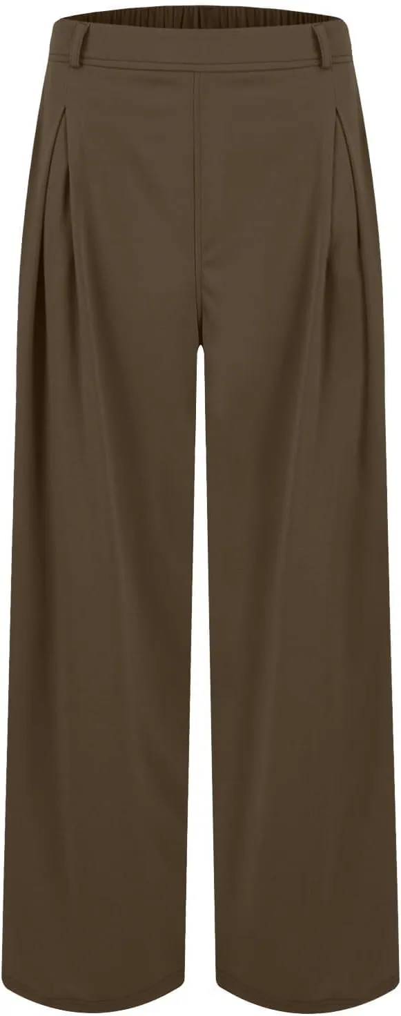 High Waisted Work Dress Pants Business Casual Outfits for Women Tees 2025 Office Flowy Trousers with Pockets