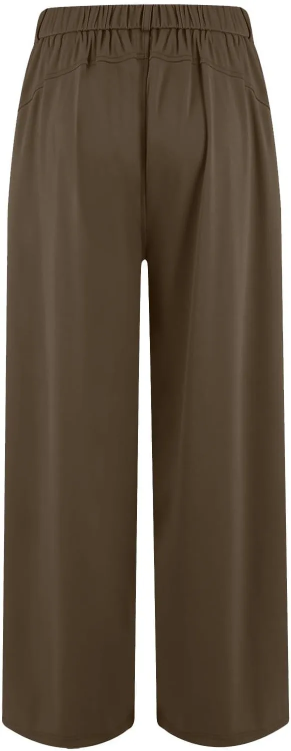 High Waisted Work Dress Pants Business Casual Outfits for Women Tees 2025 Office Flowy Trousers with Pockets