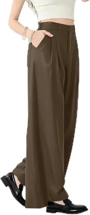 High Waisted Work Dress Pants Business Casual Outfits for Women Tees 2025 Office Flowy Trousers with Pockets