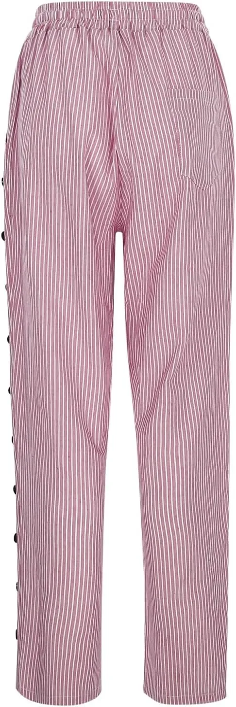 Linen Capris for Women Lightweight Summer Pants Drawstring Elastic Waisted Vacation Beach Linen Pants Casual Travel Trousers