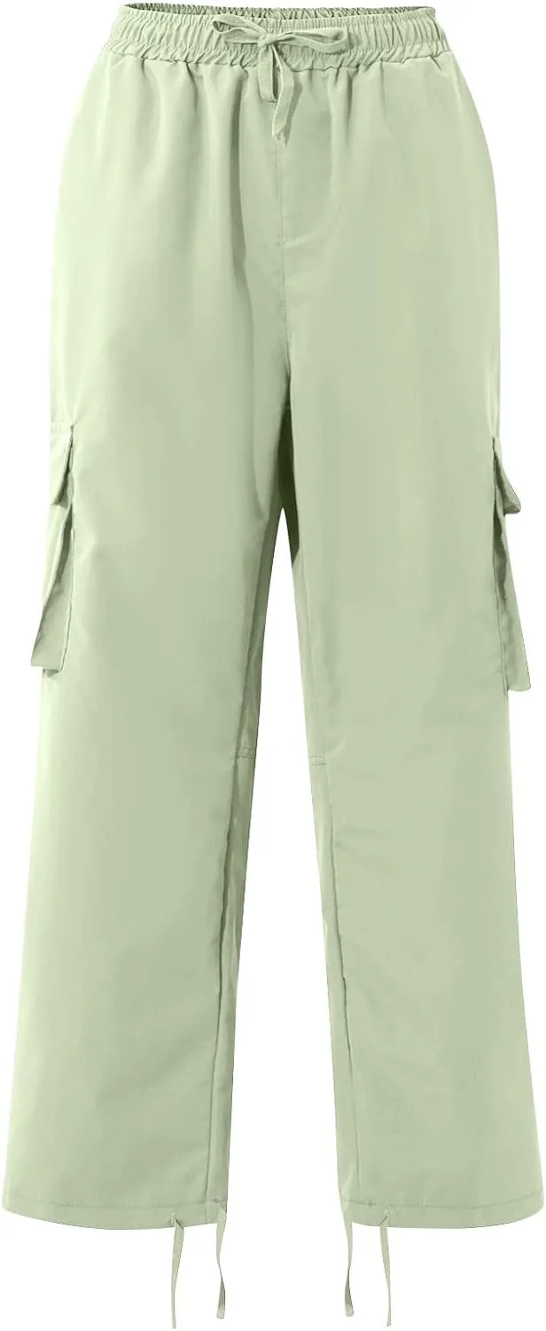 Mencomfy Cargo Pants Lightweight Outdoor Hiking Tactical Pants Palcomfy Elastic Waist Wide Leg Joggers with Pockets