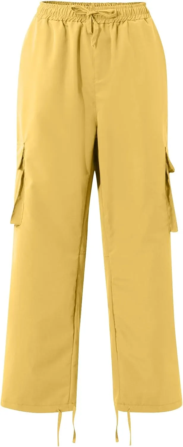 Mencomfy Cargo Pants Lightweight Outdoor Hiking Tactical Pants Palcomfy Elastic Waist Wide Leg Joggers with Pockets