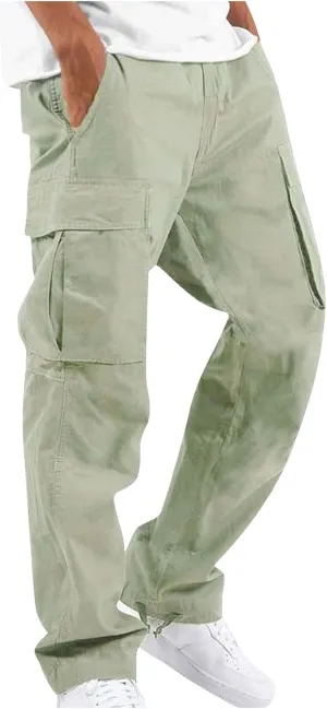 Mencomfy Cargo Pants Lightweight Outdoor Hiking Tactical Pants Palcomfy Elastic Waist Wide Leg Joggers with Pockets