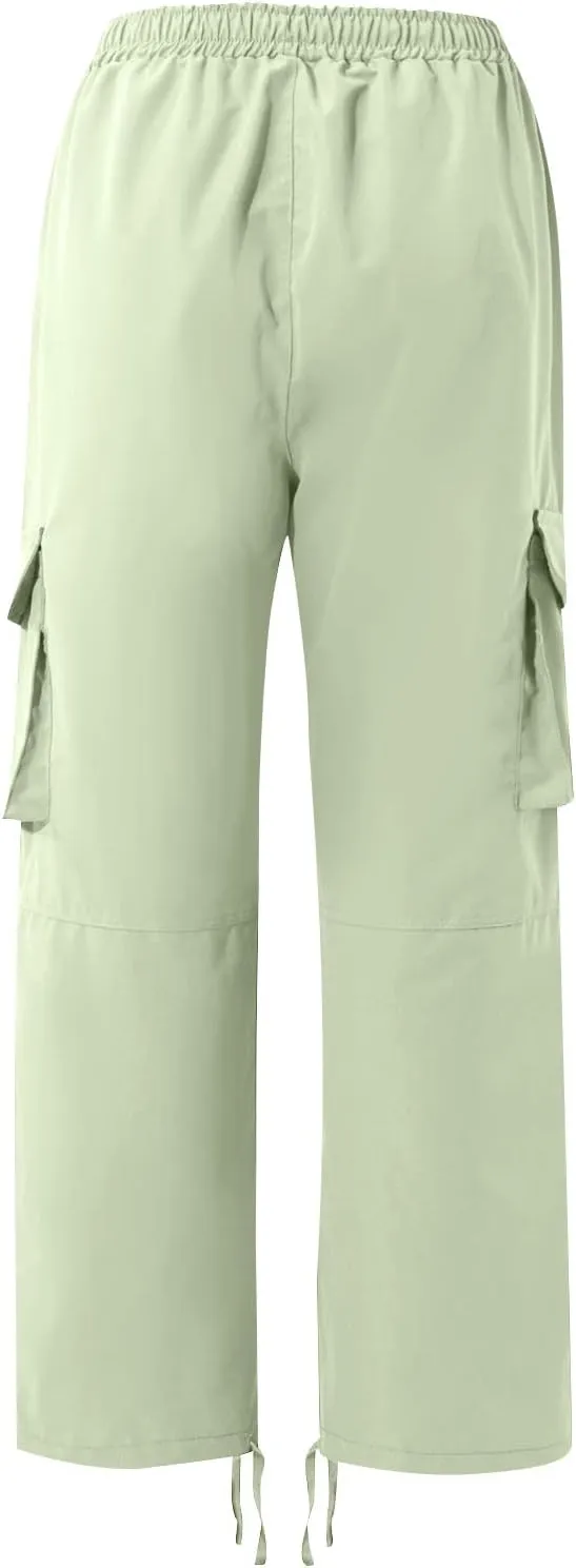 Mencomfy Cargo Pants Lightweight Outdoor Hiking Tactical Pants Palcomfy Elastic Waist Wide Leg Joggers with Pockets