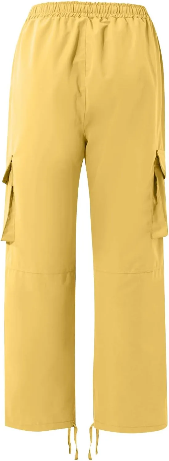 Mencomfy Cargo Pants Lightweight Outdoor Hiking Tactical Pants Palcomfy Elastic Waist Wide Leg Joggers with Pockets