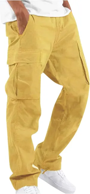 Mencomfy Cargo Pants Lightweight Outdoor Hiking Tactical Pants Palcomfy Elastic Waist Wide Leg Joggers with Pockets