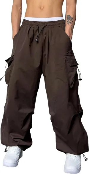 Mens Baggy Cargo Pants Trendy Casual Parachute Pants Loose Fit Harem Joggers for Streetwear Y2k Clothes with Pockets