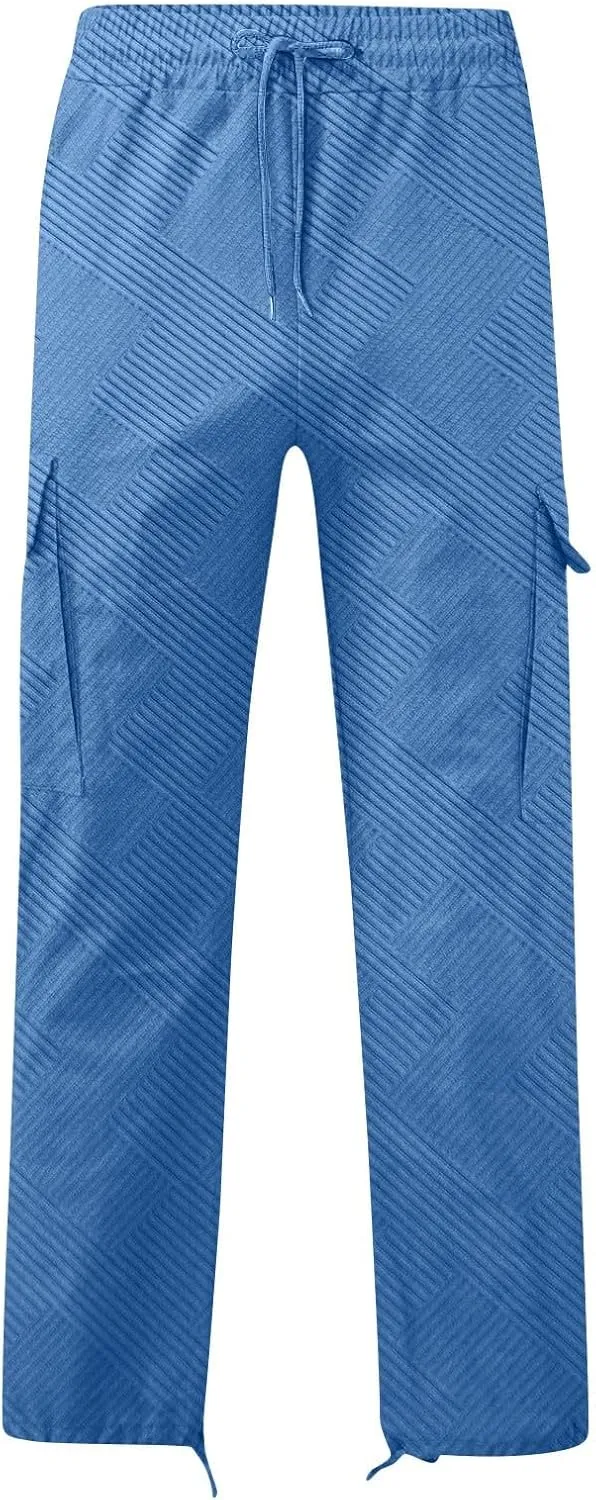 Men's Cargo Pants Lightweight Relaxed Fit Outdoor Sweatpants Hiking Joggers Classic Fit Multi Pockets Fashion Trousers
