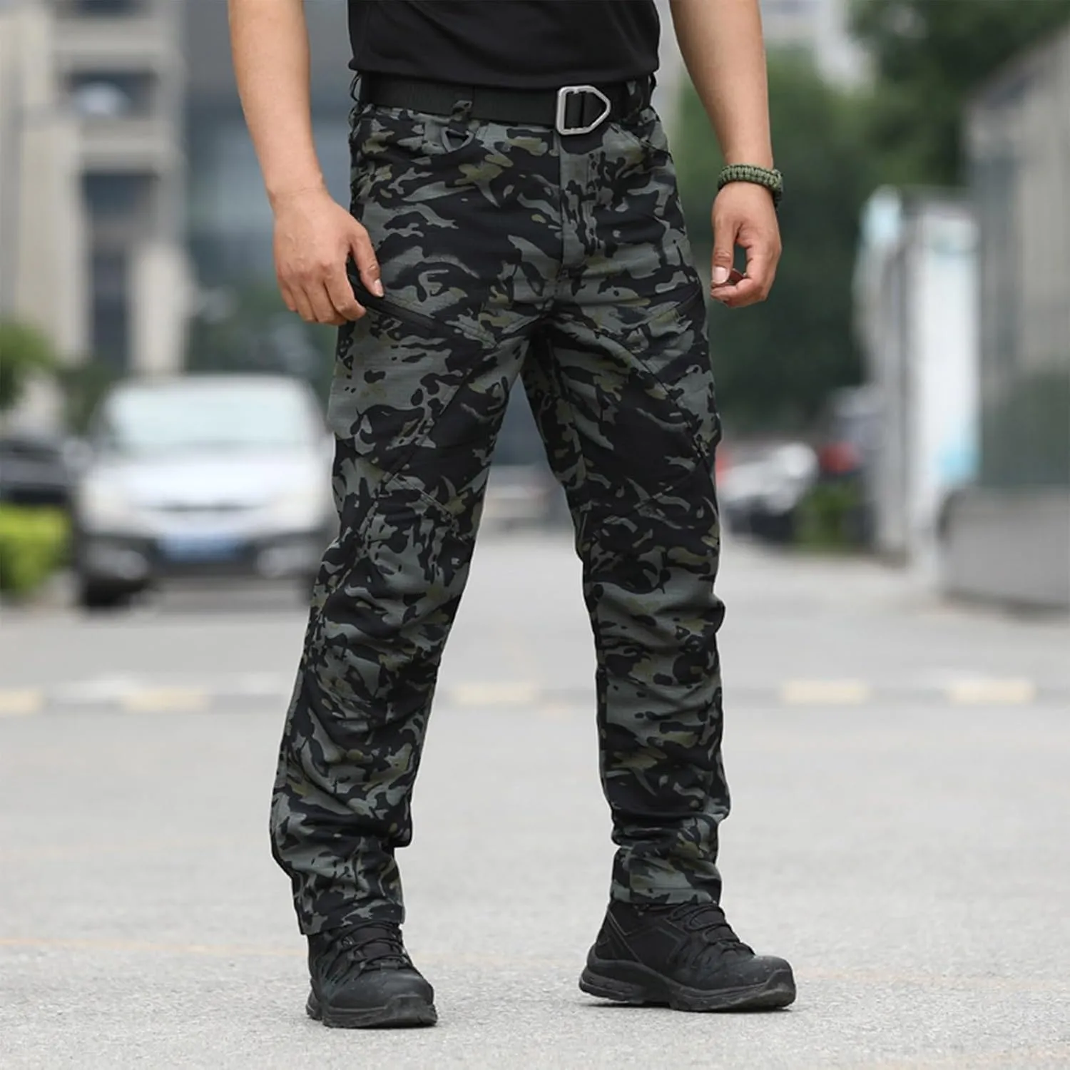 Mens Cargo Pants Multi Pockets Tactical Pants Hiking Baggy Casual Trousers Straight Water Resistant Work Pants