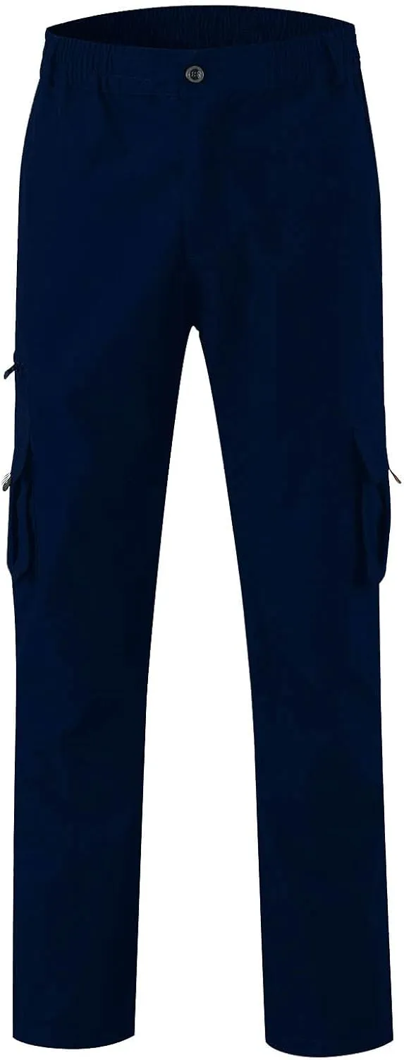 Men's Cotton Blend Cargo Pants Stretch Tactical Pant with Multi Pockets Baggy Hiking Jogger Outdoor Trousers