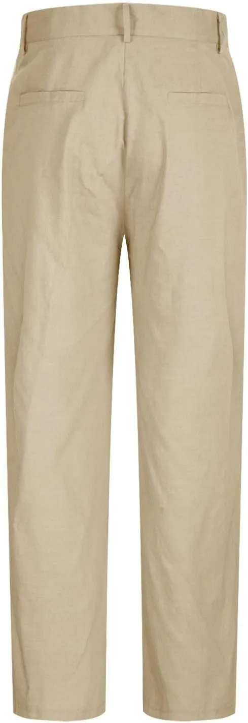 Men's Linen Cotton Pants Relaxed Fit Yoga Pants Summer Casual Beach Trousers with Pockets