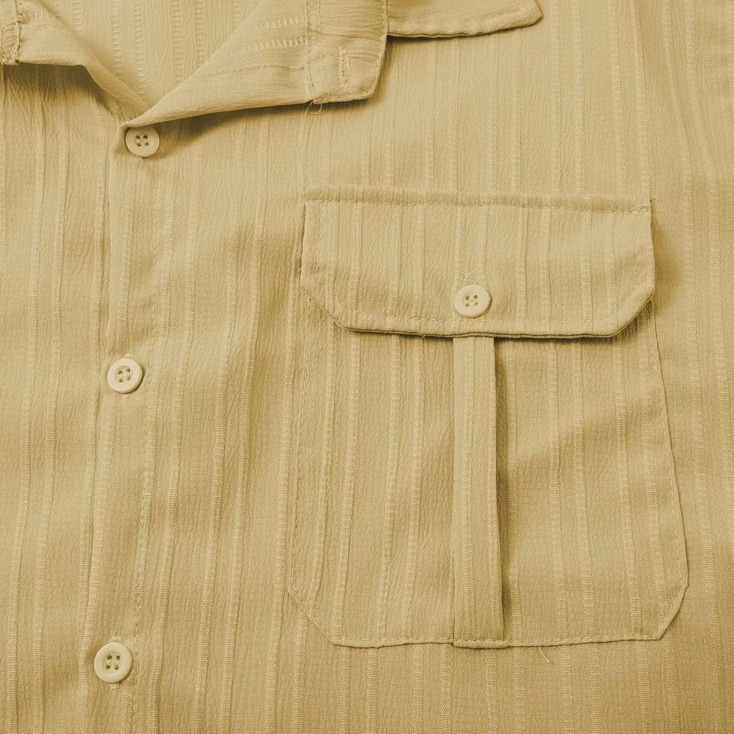 Mens Linen Striped Cargo Shirts 2025 Button Down Polo Shirt Quick Dry Short Sleeve Tactical Sweatshirts with Pockets