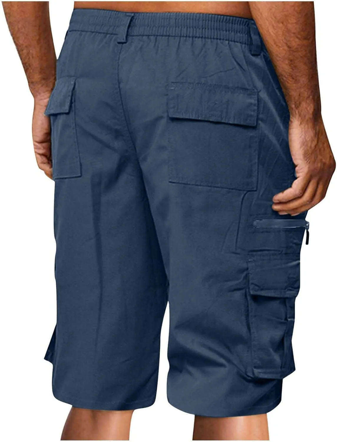 Mens Shorts Cargo, 2024 Elastic Waist Bermuda Shorts Summer Casual Loose Fit Multi Pockets Outdoor Jogger Short Cargos
