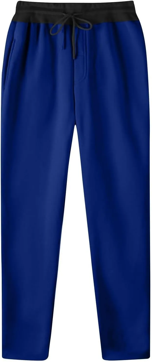 Mens Sweatpants Drawstring Waist Straight Wide Leg Baggy Pants Workout Athletic Sweatpants with Pocket