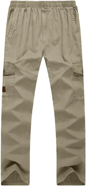 Men's Work Cargo Pants Utility Elastic Waist Pockets Waterproof Lightweight Tactical Pants Stretch Jogging Sweatpants