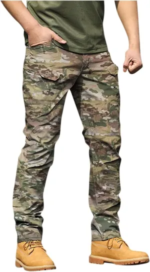 OIOLOYJM Military Cargo Pants for Men Hiking Relaxed Fit Work Waterproof Stretch Tactical Lightweight Outdoor Travel Pant