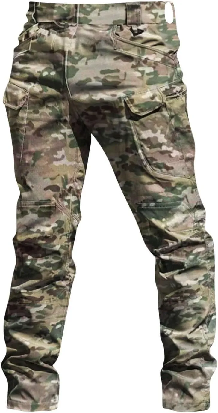 OIOLOYJM Military Cargo Pants for Men Hiking Relaxed Fit Work Waterproof Stretch Tactical Lightweight Outdoor Travel Pant