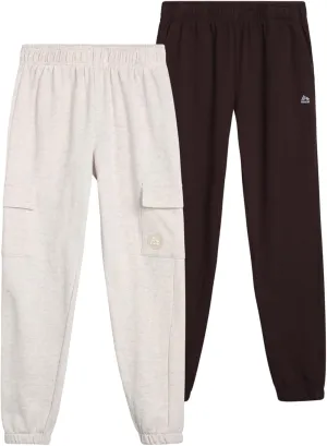 RBX Boys Sweatpants - 2 Pack Performance Fleece Basic Joggers, Athletic Track Pants for Boys with Elastic Waistband (8-16)
