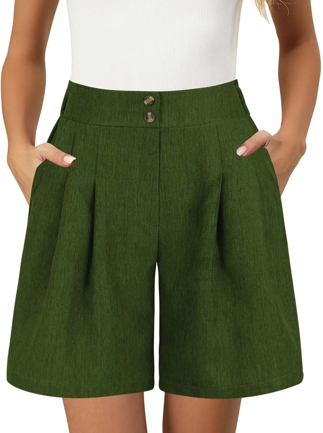 Shorts for Women Dressy High Waisted 2025 Summer Trendy Short Pants Business Casual Work Tailored Shorts with Pocket