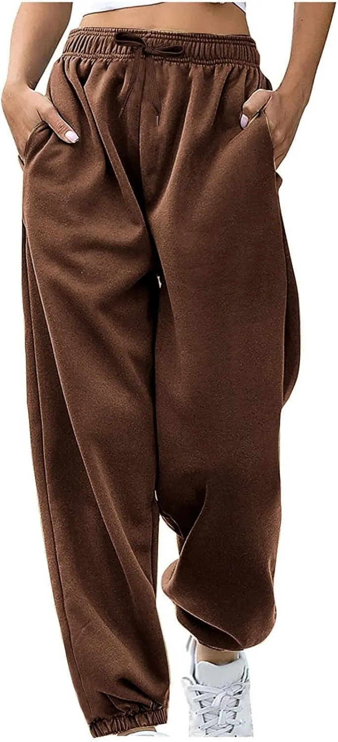 Sweatpants for Women Baggy High Waist Drawstring Cinch Bottom Jogger Loose Casual Comfy Workout Yoga Pant with Pocket