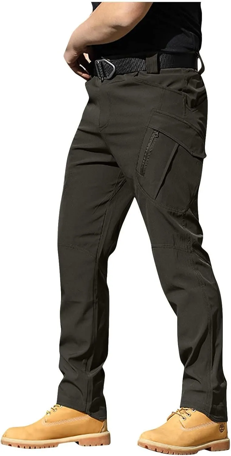 Tactical Pants for Men Stretch Ripstop Waterproof Zipper Cargo Hiking Pants Breathable Work Pant Hunting with Pockets