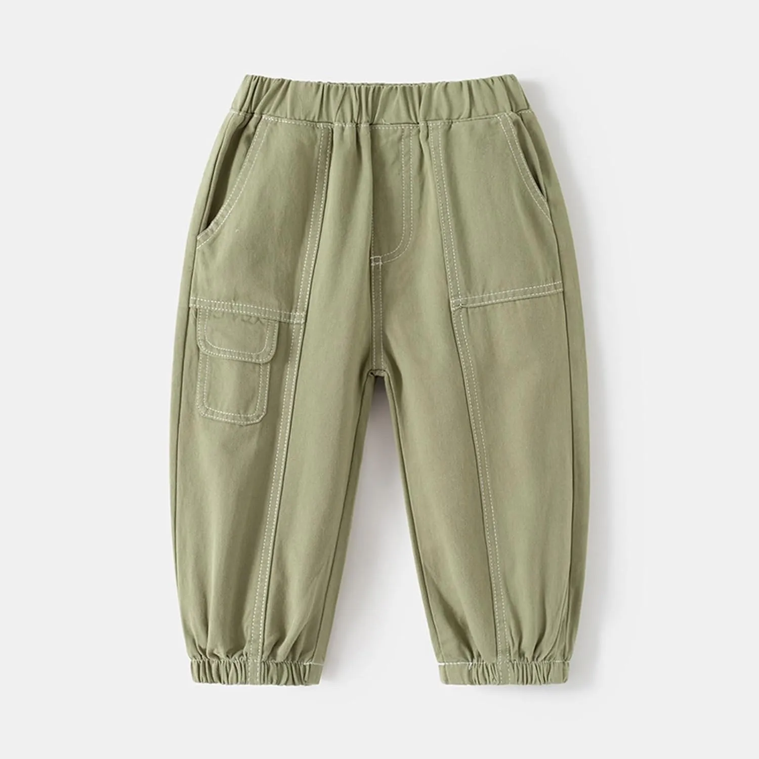 Toddler Boys Cuffs Cargo Pants Stretchy Baggy Wide Leg Elastic Waist Athletic Trousers Summer Daily Casual Pants
