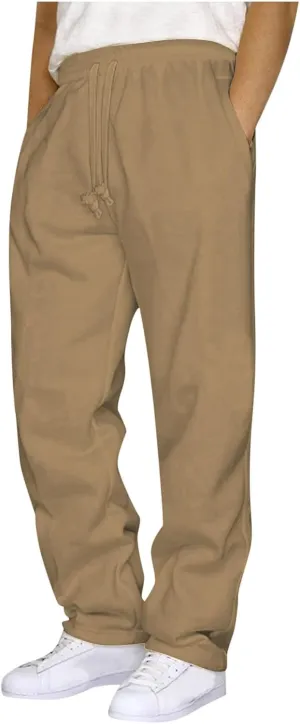 Wide Leg Sweatpants for Men Casual Loose Joggers Cargo Pants Athletic Sports Trouser Outdoor Hiking Long Pants
