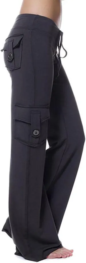 Women Wide Leg Pants High Waist Stretch Flare Leggings Workout Cargo Sweatpants Soft Drawstring Athletic Pants